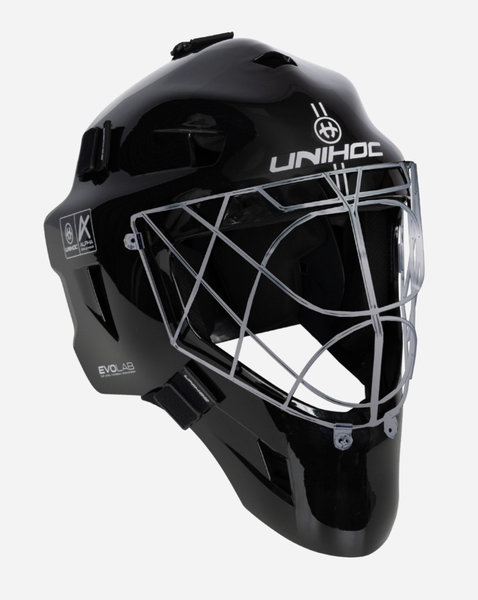 Unihoc Alpha Prime Evolab (26) Goalie Mask Black-Silver